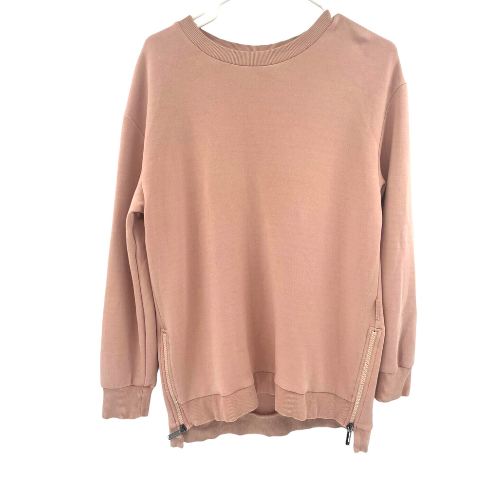 Varley Womens Charter Soft Pink Pullover Sweatshirt Long Sleeve Side Zip size S